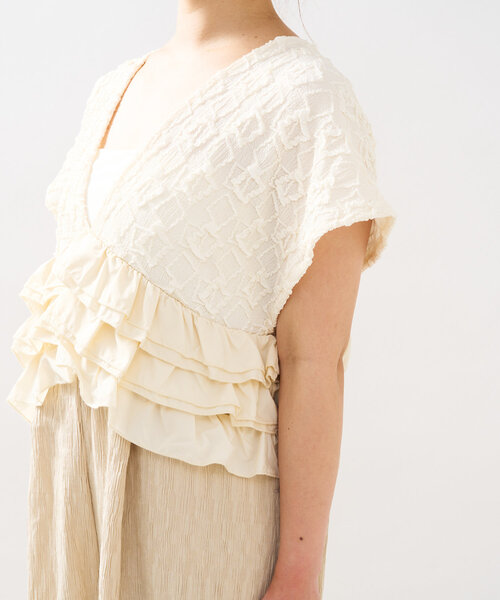 アンディコール　異素材コンビネゾン　ブラウン un dix cors（アンディコール）の「異素材コンビネゾン（サロペット