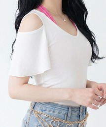 背中開きビジューバックルセクシーリボン姫ギャルトップス