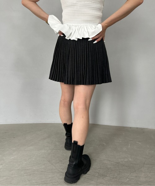 ハイウエスト デニムプリーツミニスカート FX25B055【Fano Studios