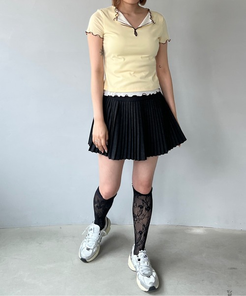 sandwichスカート ハイウエスト デニムプリーツミニスカート FX25B055【Fano