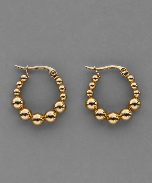 abaskdesign(アバスクデザイン)の「金属アレルギー対応 ミニボールフープピアス(ピアス(両耳用)・レディース・ゴールド・FREE)」の5枚目の写真