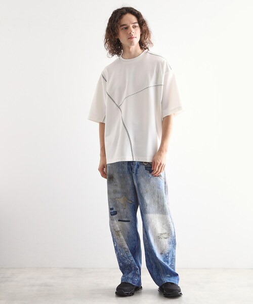 tk.TAKEO KIKUCHI（ティーケータケオキクチ）の「ハンドステッチスイッチカットソー（Tシャツ/カットソー・メンズ・ホワイト/ブルー/ブラック・02/03）」の6枚目の写真