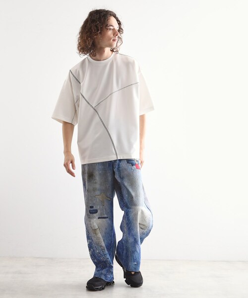 tk.TAKEO KIKUCHI（ティーケータケオキクチ）の「ハンドステッチスイッチカットソー（Tシャツ/カットソー・メンズ・ホワイト/ブルー/ブラック・02/03）」の7枚目の写真