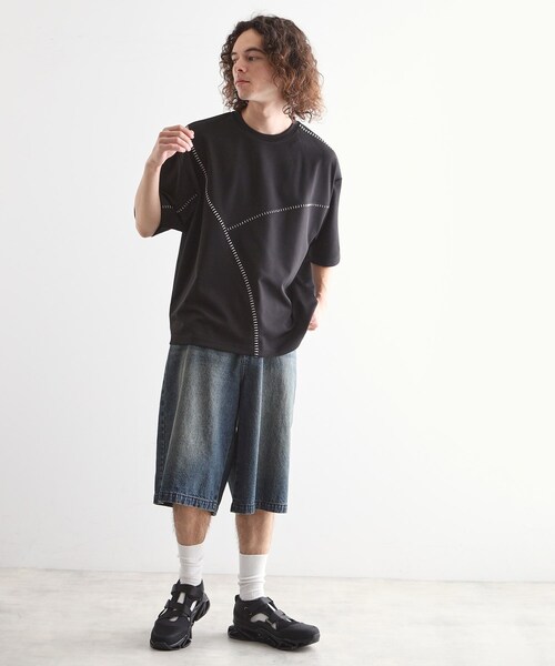 tk.TAKEO KIKUCHI（ティーケータケオキクチ）の「ハンドステッチスイッチカットソー（Tシャツ/カットソー・メンズ・ホワイト/ブルー/ブラック・02/03）」の10枚目の写真