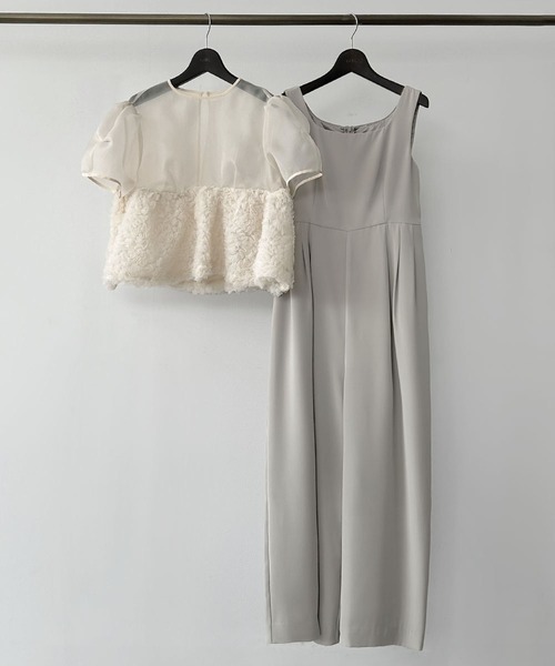 新品タグ付✨️ スウェルペプラムセットアップパンツドレス 2点セットお呼ばれドレス スウェルぺプラム セットアップ パンツドレス オールインワン 2点
