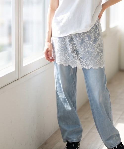 Per sist ence(パーシエンス)の「レースレイヤードミニスカート(スカート・レディース・ホワイト/ブラック・ONE SIZE)」の1枚目の写真