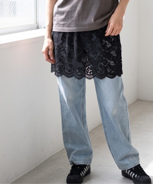 Per sist ence(パーシエンス)の「レースレイヤードミニスカート(スカート・レディース・ホワイト/ブラック・ONE SIZE)」の2枚目の写真