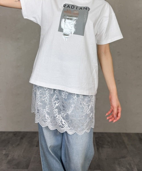 Per sist ence(パーシエンス)の「レースレイヤードミニスカート(スカート・レディース・ホワイト/ブラック・ONE SIZE)」の4枚目の写真