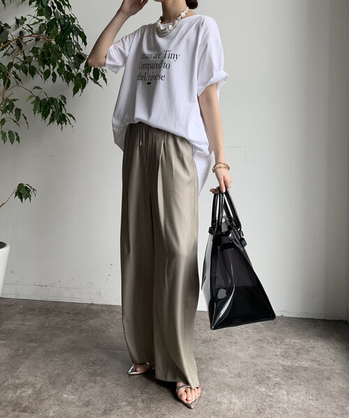 DouDou(ドゥドゥ)の「【WEB限定】HUMAN ARE TINY 半袖TEE(Tシャツ/カットソー・レディース・ブラック/ベージュ/ホワイト・FREE)」の21枚目の写真