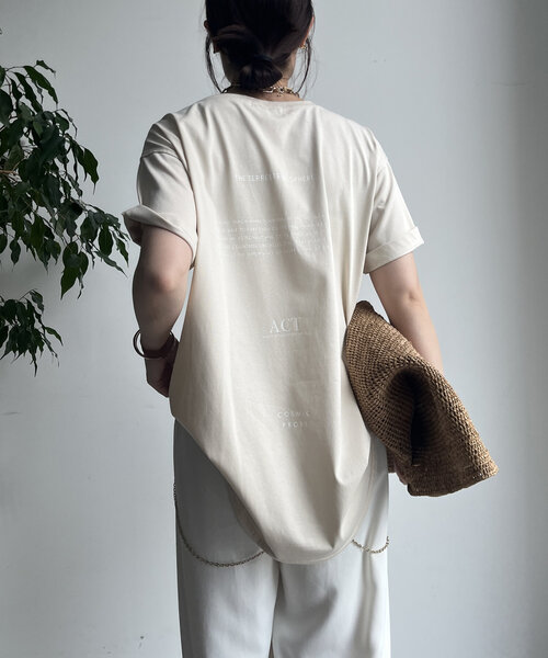 DouDou(ドゥドゥ)の「【WEB限定】HUMAN ARE TINY 半袖TEE(Tシャツ/カットソー・レディース・ブラック/ベージュ/ホワイト・FREE)」の6枚目の写真