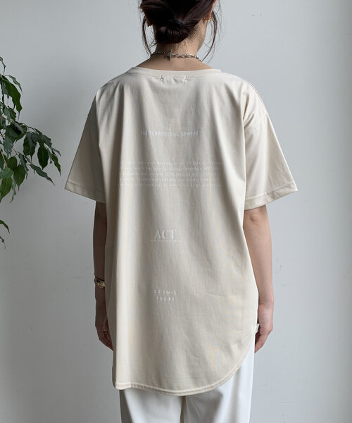 DouDou(ドゥドゥ)の「【WEB限定】HUMAN ARE TINY 半袖TEE(Tシャツ/カットソー・レディース・ブラック/ベージュ/ホワイト・FREE)」の9枚目の写真