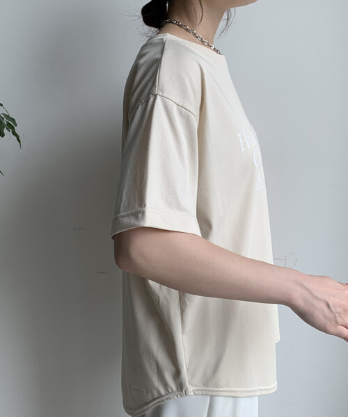 DouDou(ドゥドゥ)の「【WEB限定】HUMAN ARE TINY 半袖TEE(Tシャツ/カットソー・レディース・ブラック/ベージュ/ホワイト・FREE)」の13枚目の写真
