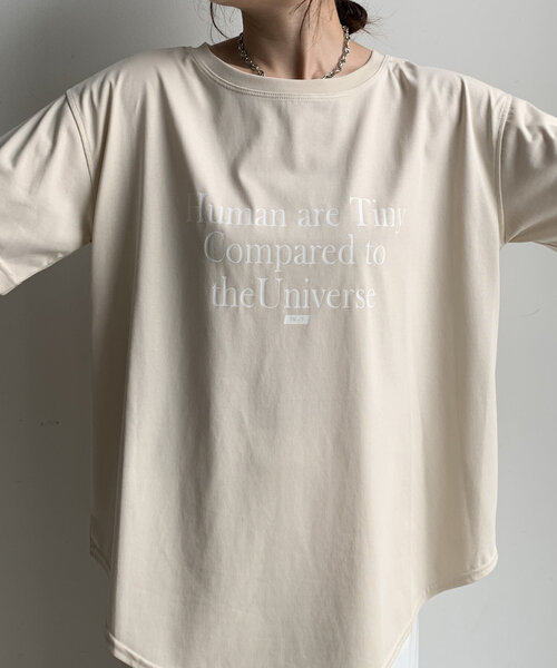 DouDou(ドゥドゥ)の「【WEB限定】HUMAN ARE TINY 半袖TEE(Tシャツ/カットソー・レディース・ブラック/ベージュ/ホワイト・FREE)」の15枚目の写真