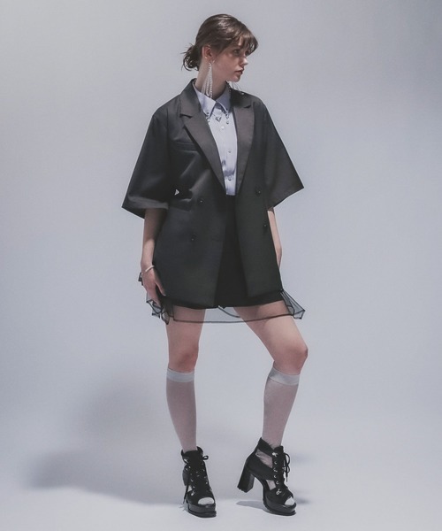 HARE(ハレ)の「ビッグテーラードジャケット(HARE)(テーラードジャケット・レディース・グレー/ワインレッド・FREE)」の17枚目の写真