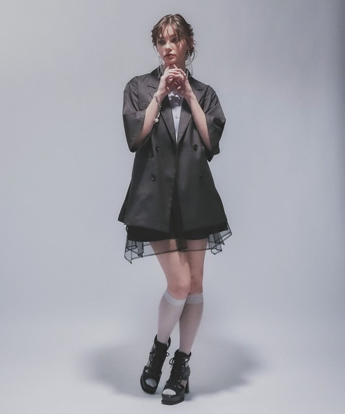 HARE(ハレ)の「ビッグテーラードジャケット(HARE)(テーラードジャケット・レディース・グレー/ワインレッド・FREE)」の18枚目の写真