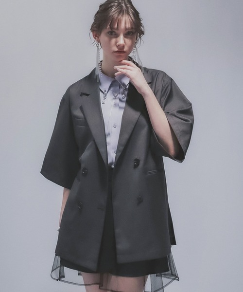 HARE(ハレ)の「ビッグテーラードジャケット(HARE)(テーラードジャケット・レディース・グレー/ワインレッド・FREE)」の22枚目の写真