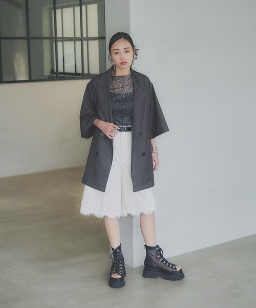 HARE(ハレ)の「ビッグテーラードジャケット(HARE)(テーラードジャケット・レディース・グレー/ワインレッド・FREE)」の16枚目の写真