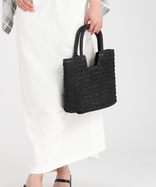 Edit Sheen(エディットシーン)の「ハンドルペーパーかごトート(かごバッグ・レディース・モカ/ブラック・FREE)」の2枚目の写真