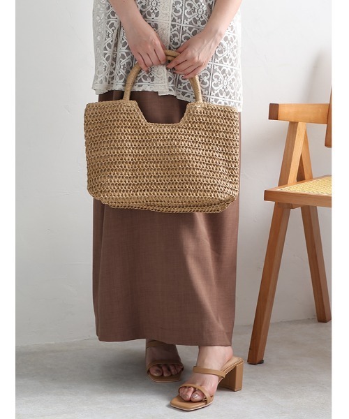 Edit Sheen(エディットシーン)の「ハンドルペーパーかごトート(かごバッグ・レディース・モカ/ブラック・FREE)」の3枚目の写真