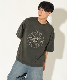 ATELANE/OE天竺ピグメント プリント、刺繍TEE