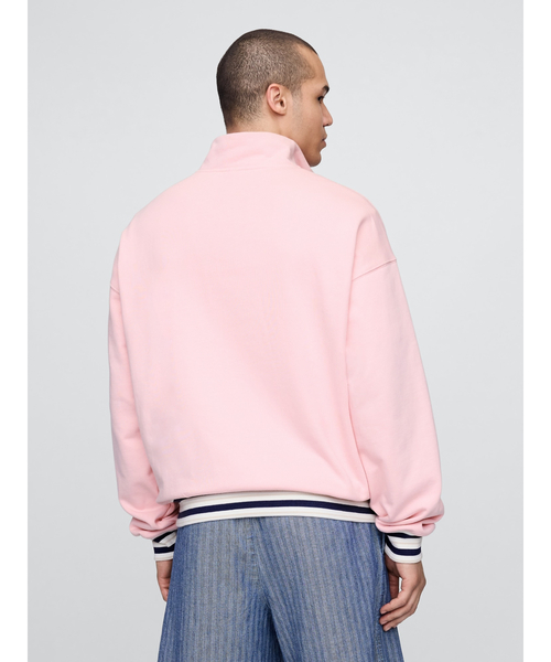 Gap × Malbon ヘビーウェイト ロゴ 1/4ジップアップ トレーナー