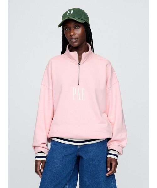 Gap × Malbon ヘビーウェイト ロゴ 1/4ジップアップ トレーナー