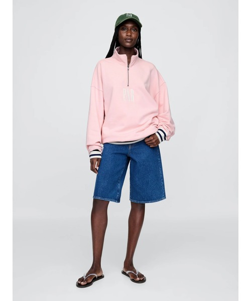 Gap × Malbon ヘビーウェイト ロゴ 1/4ジップアップ トレーナー