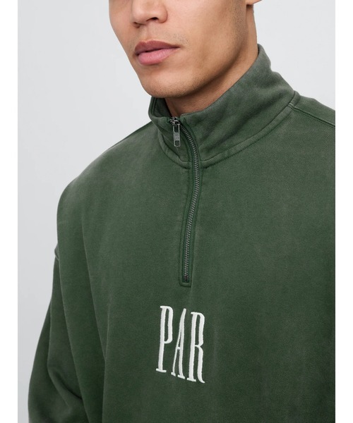 Gap × Malbon ヘビーウェイト ロゴ 1/4ジップアップ トレーナー