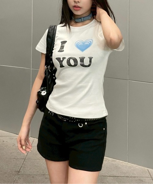 UP START（アップスタート）の「【LAMPOON】ILOVEYOU　Tシャツ（Tシャツ/カットソー・レディース・ホワイト・MEDIUM/LARGE）」の2枚目の写真