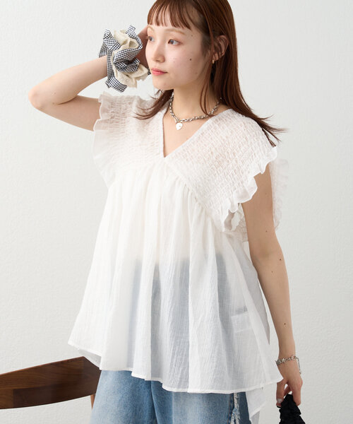 ブラウス シャツ 「2WAY/3色展開」シャーリングチュニック レディース セール】【2WAY/3色展開】シャーリングチュニック（シャツ