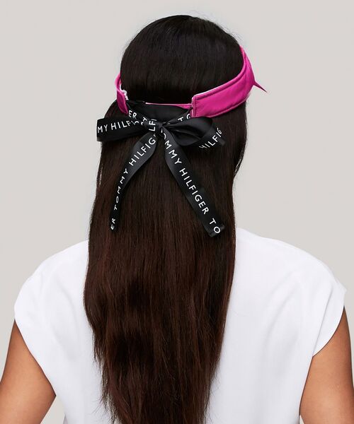 TOMMY HILFIGER（トミーヒルフィガー）の「TOMMY HILFIGER GOLF トミーロゴリボンバイザー（キャップ・レディース・ブルー/ピンク/ブラック・FREE）」の6枚目の写真