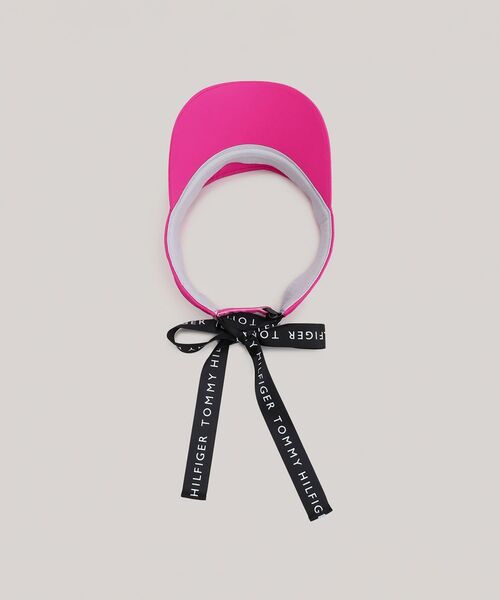 TOMMY HILFIGER（トミーヒルフィガー）の「TOMMY HILFIGER GOLF トミーロゴリボンバイザー（キャップ・レディース・ブルー/ピンク/ブラック・FREE）」の9枚目の写真