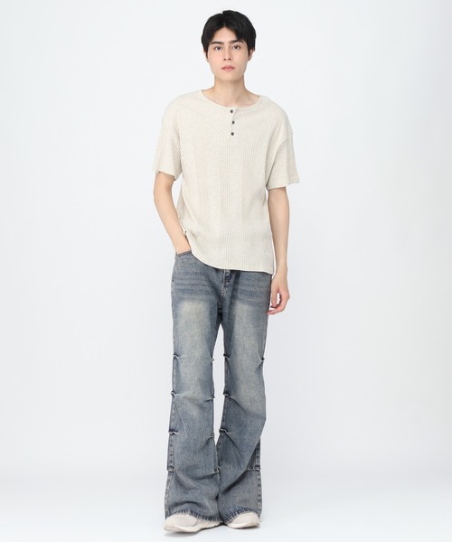 3.3 Field Trip （3.3フィールドトリップ）の「3.3 Field Trip／フレアタックデニム（デニムパンツ・メンズ・ダークグレー・LARGE/MEDIUM）」の2枚目の写真