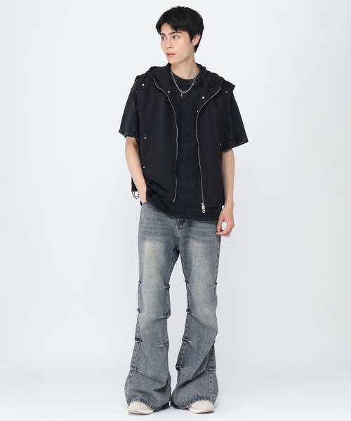 3.3 Field Trip （3.3フィールドトリップ）の「3.3 Field Trip／フレアタックデニム（デニムパンツ・メンズ・ダークグレー・LARGE/MEDIUM）」の3枚目の写真