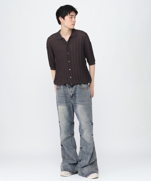 3.3 Field Trip （3.3フィールドトリップ）の「3.3 Field Trip／フレアタックデニム（デニムパンツ・メンズ・ダークグレー・LARGE/MEDIUM）」の5枚目の写真