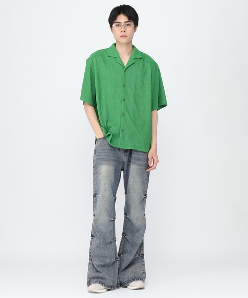 3.3 Field Trip （3.3フィールドトリップ）の「3.3 Field Trip／フレアタックデニム（デニムパンツ・メンズ・ダークグレー・LARGE/MEDIUM）」の6枚目の写真