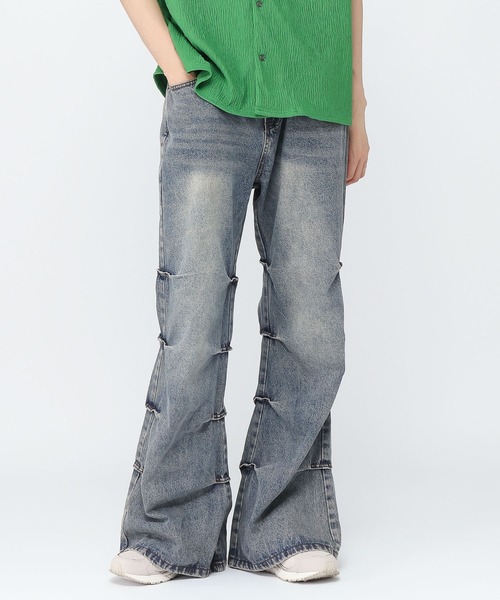 3.3 Field Trip （3.3フィールドトリップ）の「3.3 Field Trip／フレアタックデニム（デニムパンツ・メンズ・ダークグレー・LARGE/MEDIUM）」の9枚目の写真