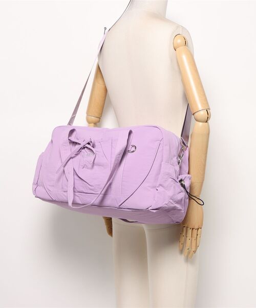 Lace Ladies（レースレディース）の「ソリッドカラー リボン付き 大容量 ボストン トート バッグ（ボストンバッグ・レディース・グレー/ブラック/パープル/グリーン・FREE）」の5枚目の写真