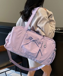 Lace Ladies | ソリッドカラー リボン付き 大容量 ボストン トート バッグ(ボストンバッグ)