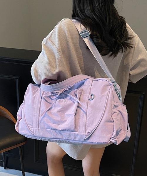 Lace Ladies（レースレディース）の「ソリッドカラー リボン付き 大容量 ボストン トート バッグ（ボストンバッグ・レディース・グレー/ブラック/パープル/グリーン・FREE）」の15枚目の写真