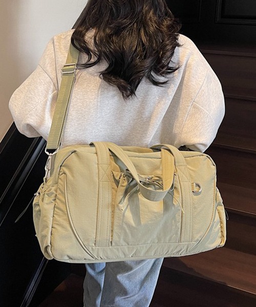 Lace Ladies（レースレディース）の「ソリッドカラー リボン付き 大容量 ボストン トート バッグ（ボストンバッグ・レディース・グレー/ブラック/パープル/グリーン・FREE）」の18枚目の写真