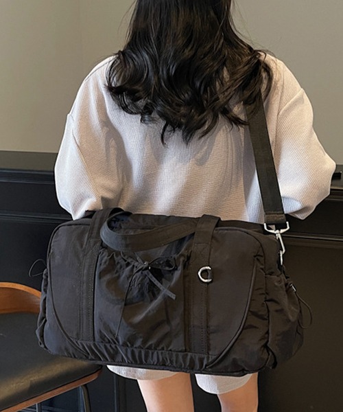 Lace Ladies（レースレディース）の「ソリッドカラー リボン付き 大容量 ボストン トート バッグ（ボストンバッグ・レディース・グレー/ブラック/パープル/グリーン・FREE）」の21枚目の写真