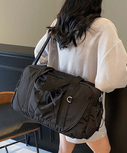 Lace Ladies（レースレディース）の「ソリッドカラー リボン付き 大容量 ボストン トート バッグ（ボストンバッグ・レディース・グレー/ブラック/パープル/グリーン・FREE）」の22枚目の写真