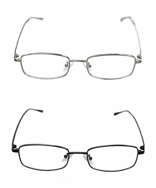 Chikashitsu +(チカシツプラス)の「【Chikashitsu +】slim square frame eyeglasses / 【チカシツプラス】スリムスクエアフレームアイグラス<着用動画あり>(メガネ・メンズ・ブラック/シルバー・ONE SIZE)」の3枚目の写真