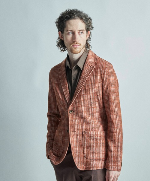 MEN'S BIGI（メンズビギ）の「ジャガードニット グレンチェックジャケット（その他アウター・メンズ・ブラック/オレンジ/ネイビー・01/02/03/04）」の4枚目の写真
