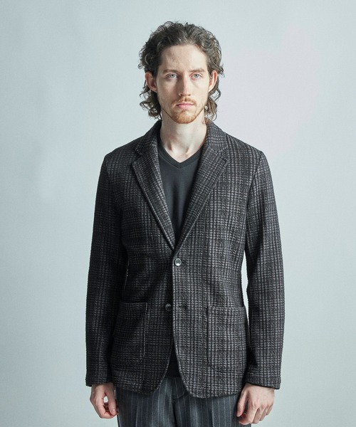 MEN'S BIGI（メンズビギ）の「ジャガードニット グレンチェックジャケット（その他アウター・メンズ・ブラック/オレンジ/ネイビー・01/02/03/04）」の7枚目の写真
