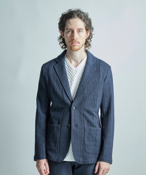 MEN'S BIGI（メンズビギ）の「ジャガードニット グレンチェックジャケット（その他アウター・メンズ・ブラック/オレンジ/ネイビー・01/02/03/04）」の8枚目の写真