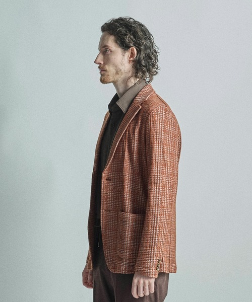 MEN'S BIGI（メンズビギ）の「ジャガードニット グレンチェックジャケット（その他アウター・メンズ・ブラック/オレンジ/ネイビー・01/02/03/04）」の5枚目の写真