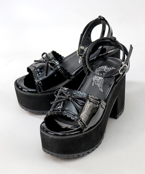 LOVEHUNTER(ラブハンター)の「LOVEHUNTER/+10cm 軽量厚底 ストラップリボンサンダル(2246)(サンダル・レディース・ホワイト/ブラック系1/ブラック系2・S/M/L/LL)」の4枚目の写真