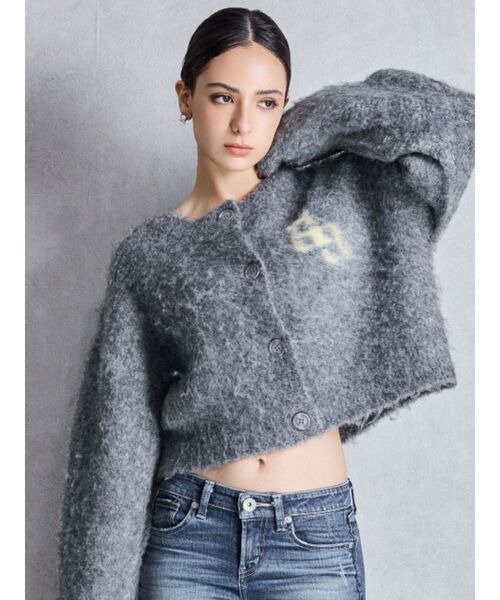 GYDA（ジェイダ）の「AS IFニットカーディガン（カーディガン/ボレロ・レディース・グレー/ベージュ・FREE）」の4枚目の写真